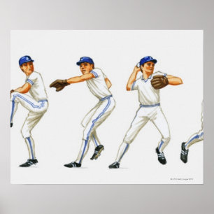 Baseball pitching-teknik, många-bild poster