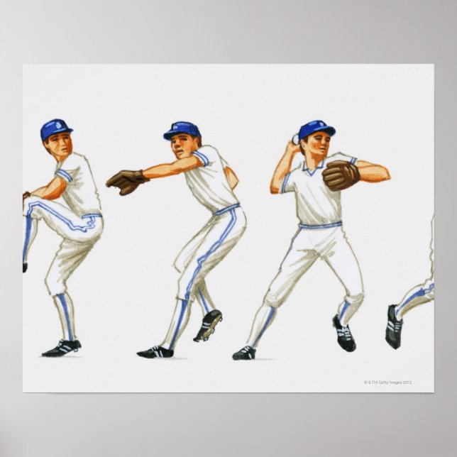 Baseball pitching-teknik, många-bild poster (Framsidan)