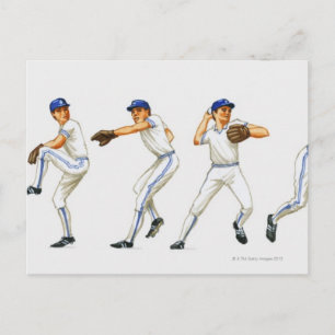 Baseball pitching-teknik, många-bild vykort