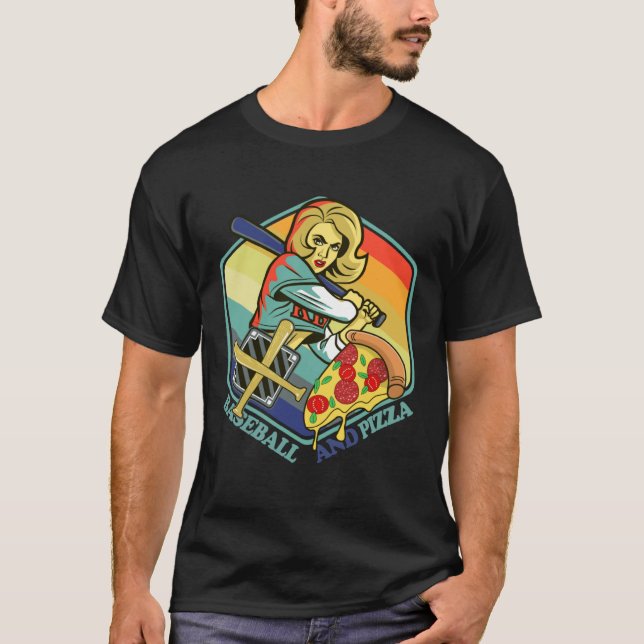 Baseball & Pizza Inning Strike Italian Pasta  for  T Shirt (Framsida)