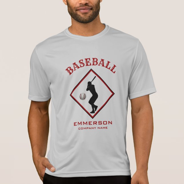 Baseball Player Add Namn & Company Sport Team T Shirt (Framsida)