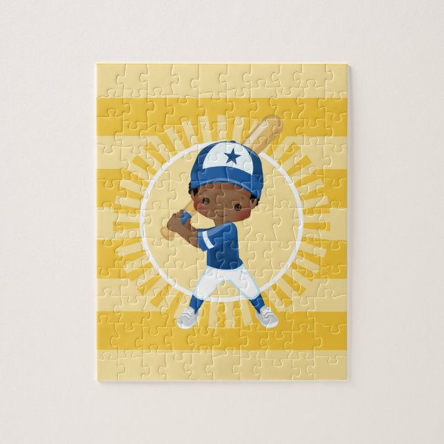 Baseball Player - African American Boy Pussel (Vertikal)