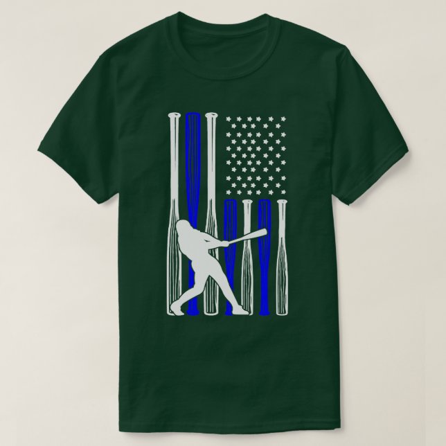 Baseball Player American Flagga T Shirt (Design framsida)