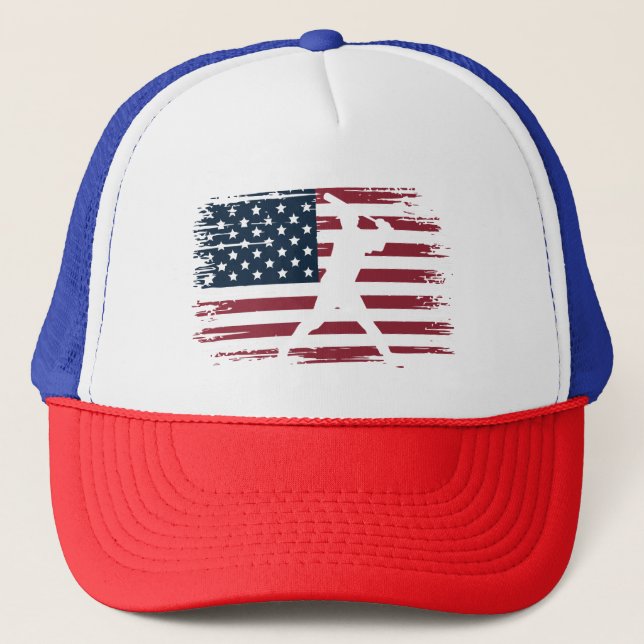 Baseball Player American Flagga USA Camo Patriotic Keps (Framsida)