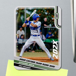 Baseball Player Anpassningsbar Gift i Grönt Magnet