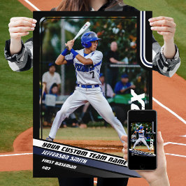 Baseball Player Anpassningsbar Gift in Blue Poster