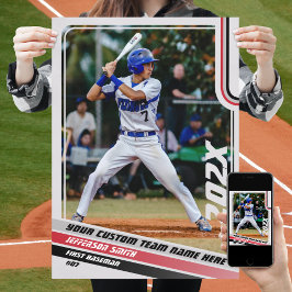 Baseball Player Anpassningsbar Gift in Grått Red Poster