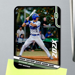 Baseball Player Anpassningsbar Grönt Magnet