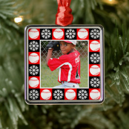 Baseball Player-Anpassningsbarna Photo jul Snöflin Julgransprydnad Metall