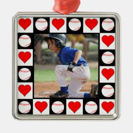Baseball Player-Anpassningsbarna Sports Photo-jul Julgransprydnad Metall