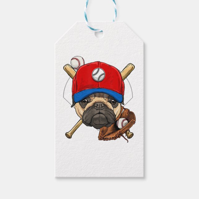 Baseball Player Coach Pug Hund älskare Pug Mamma Presentetikett (Framsidan)