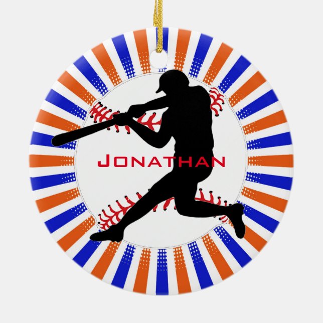 Baseball Player-designsmycke Julgransprydnad Keramik (Baksidan)