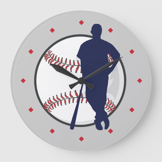 Baseball Player Diamond Marker Stor Klocka (Framsida)