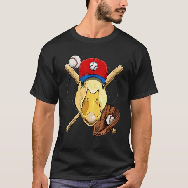 Baseball Player Duck Pitcher Catcher Baseball Coac T Shirt (Framsida)