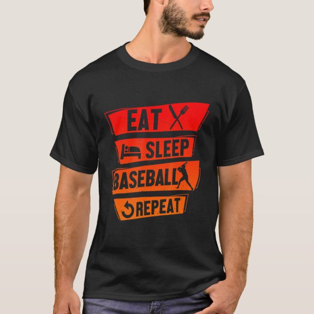 Baseball Player Funny Eat Ssov Baseball Repeat Ba T Shirt (Framsida)