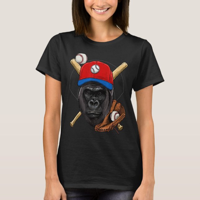Baseball Player Gorilla Pitcher Catcher Baseball C T Shirt (Framsida)