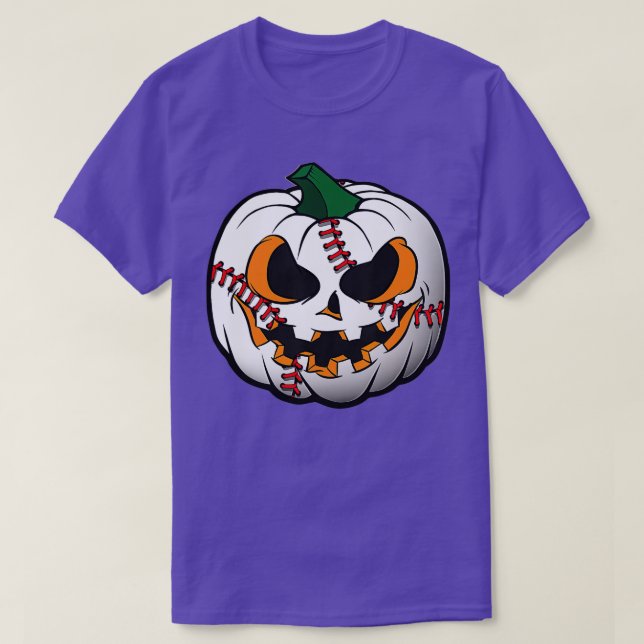 Baseball Player Halloween Pumpkin för Halloween Pa T Shirt (Design framsida)