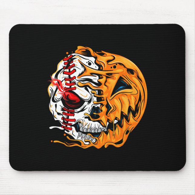 Baseball Player Halloween Pumpkin Skeleton Musmatta (Framsidan)