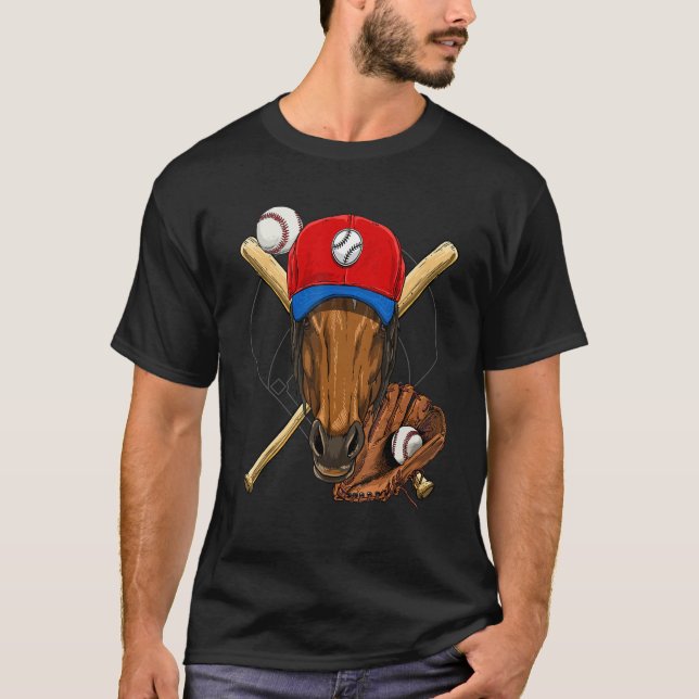 Baseball Player Horse  Pitcher Catcher Baseball Co T Shirt (Framsida)