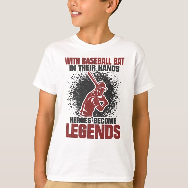Baseball Player med Baseball Fladdermus T Shirt (Framsida)