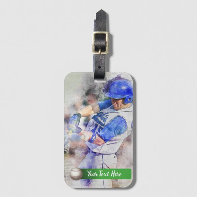 Baseball Player med Blue Uniform Bagagebricka (Framsida vertikal)