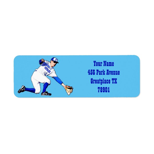 Baseball Player med ditt namn eller med ett monogr Returadress Etikett (Framsidan)