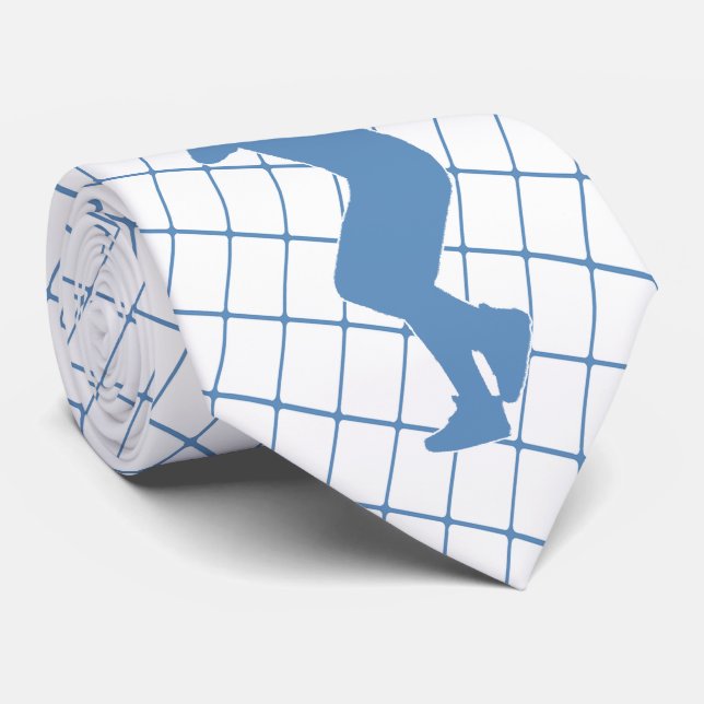 Baseball Player med Fladdermus Blue Check Necktie Slips (Rullad)
