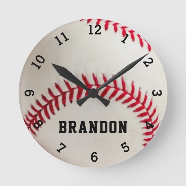 Baseball Player Namn Personlig  Rund Klocka (Framsida)