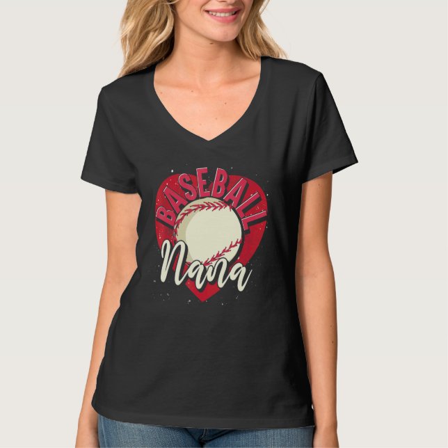 Baseball Player Nana Grandma Heart Mothers Day Bas T Shirt (Framsida)