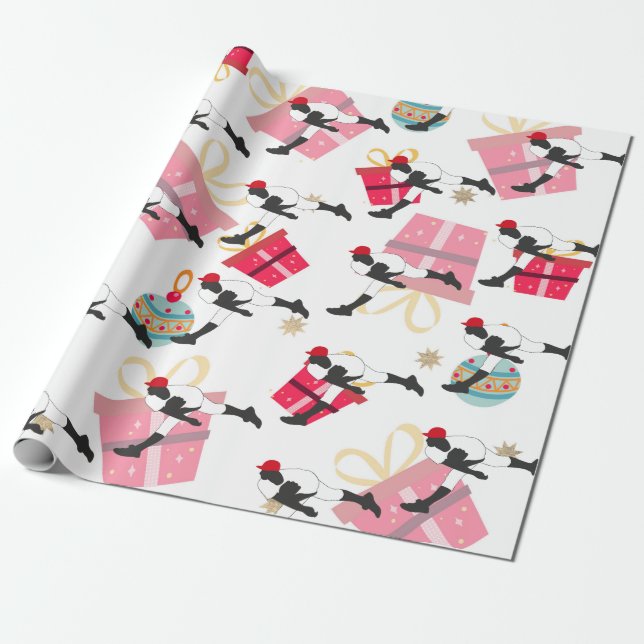 Baseball Player på julklapp Presentpapper (Utrullad)