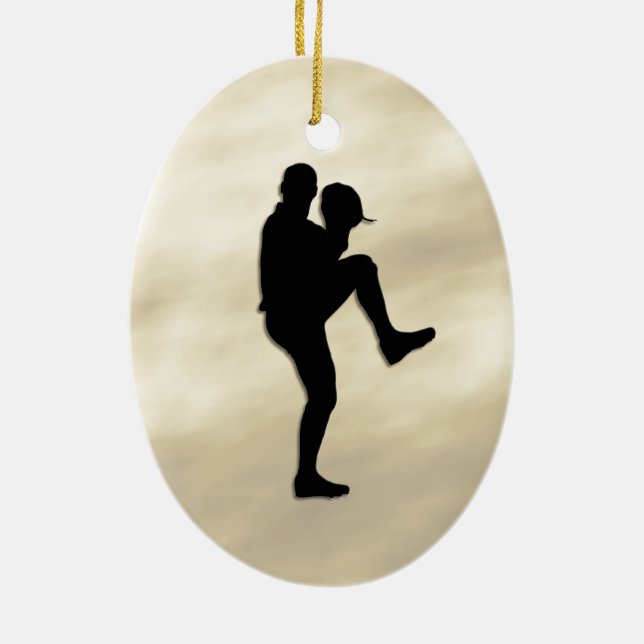 Baseball Player Pitcher windup Julgransprydnad Keramik (Baksidan)