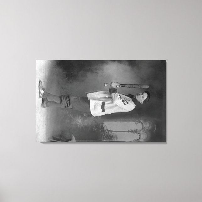 Baseball Player Porträtt som håller Fladdermus Canvastryck (Framsida)