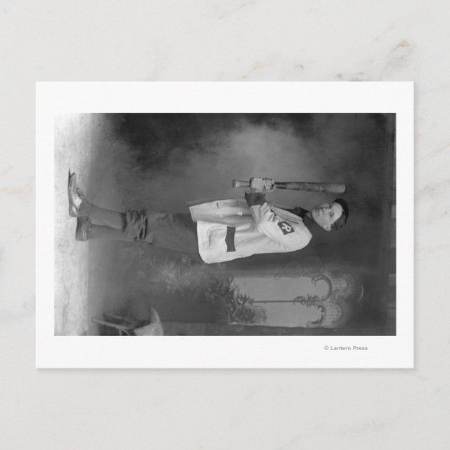 Baseball Player Porträtt som håller Fladdermus Vykort (Framsida)