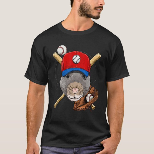 Baseball Player Rat Mouse Pitcher Catcher Baseball T Shirt (Framsida)