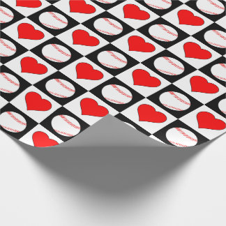 Baseball Player Red Heart Checker Mönster Presentpapper