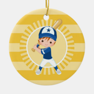 Baseball Player - Rödhårig Boy Julgransprydnad Keramik