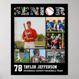 Baseball Player Senior Night Sports Photo Collage Poster