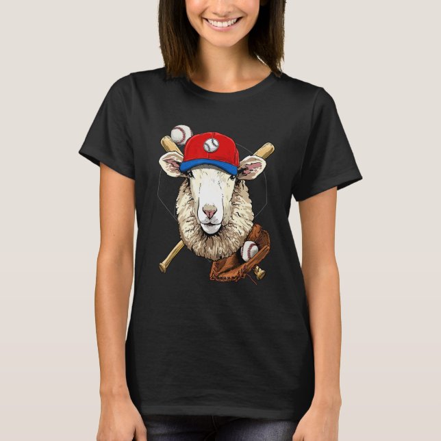 Baseball Player Sheep Lamb Pitcher Catcher Basebal T Shirt (Framsida)