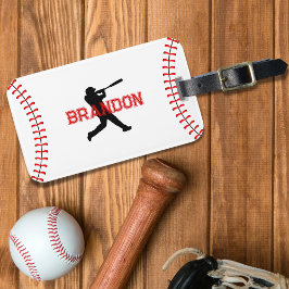 Baseball Player Silhouette med Namn-sportblocket Bagagebricka