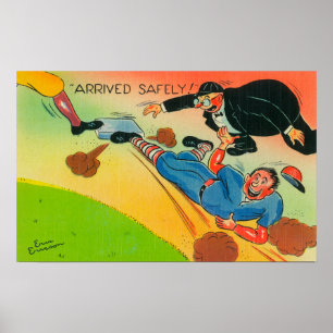 Baseball Player Sliding to Base, ankomst Poster