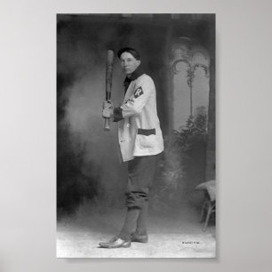 Baseball Player som håller i Fladdermus Poster