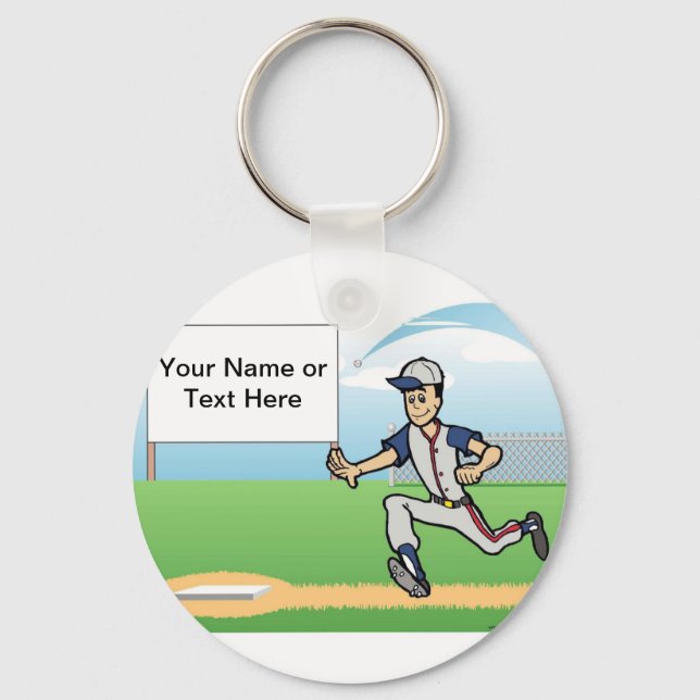 Baseball Player - Tecknaden Male efter PrintingPer Nyckelring (Framsida)