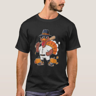 Baseball Player Turkiet Lag Thanksgiving Dag Boys T Shirt