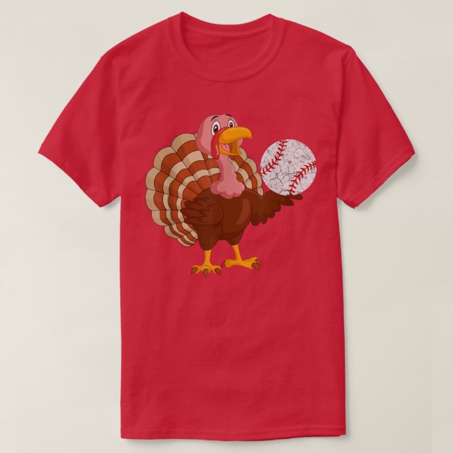 Baseball Player Turkiskt Thanksgiving  T Shirt (Design framsida)