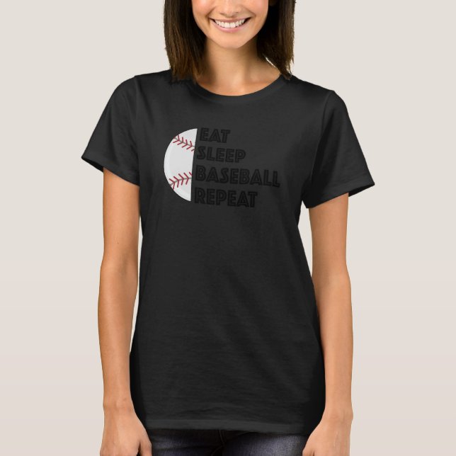Baseball Player Upprepa Humor i viloläge T Shirt (Framsida)