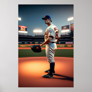 Baseball Player - utskrift av arbetsytekonst Poster