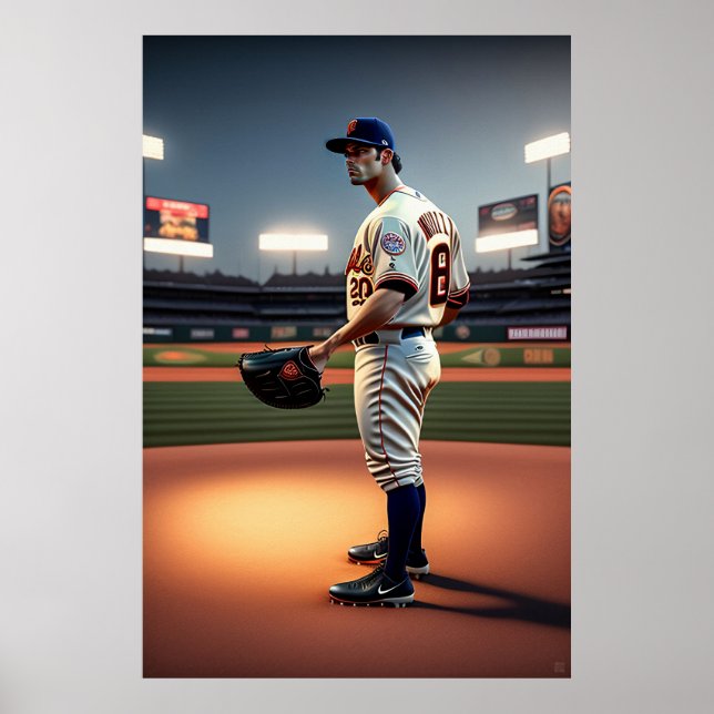 Baseball Player - utskrift av arbetsytekonst Poster (Framsidan)
