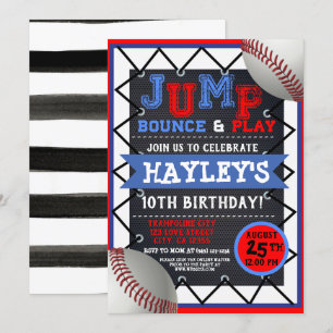 Baseball-pojkar barn Jump & Play Trampoline Park Inbjudningar