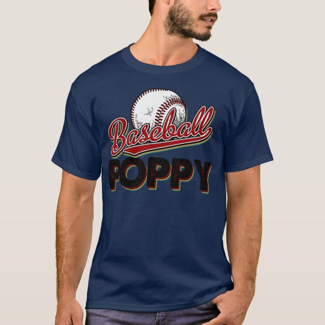 Baseball Poppy retro vintage fars dag T Shirt (Framsida)