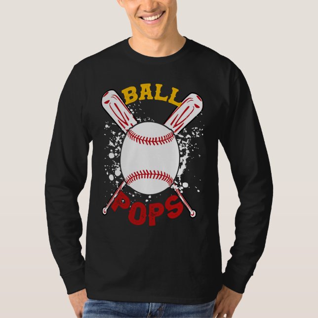 Baseball Pops Ball Softball  Fathers Day T Shirt (Framsida)